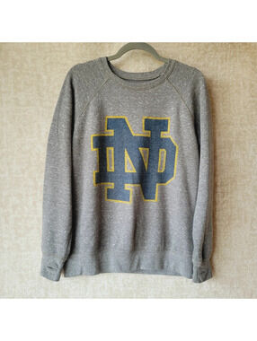 Pressbox Notre Dame Fighting Irish Pullover Sweatshirt Small Gray Thumbholes